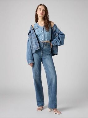 Levi’s premium Women’s High-Rise Ribcage Straight Leg Jeans 29W 34L
